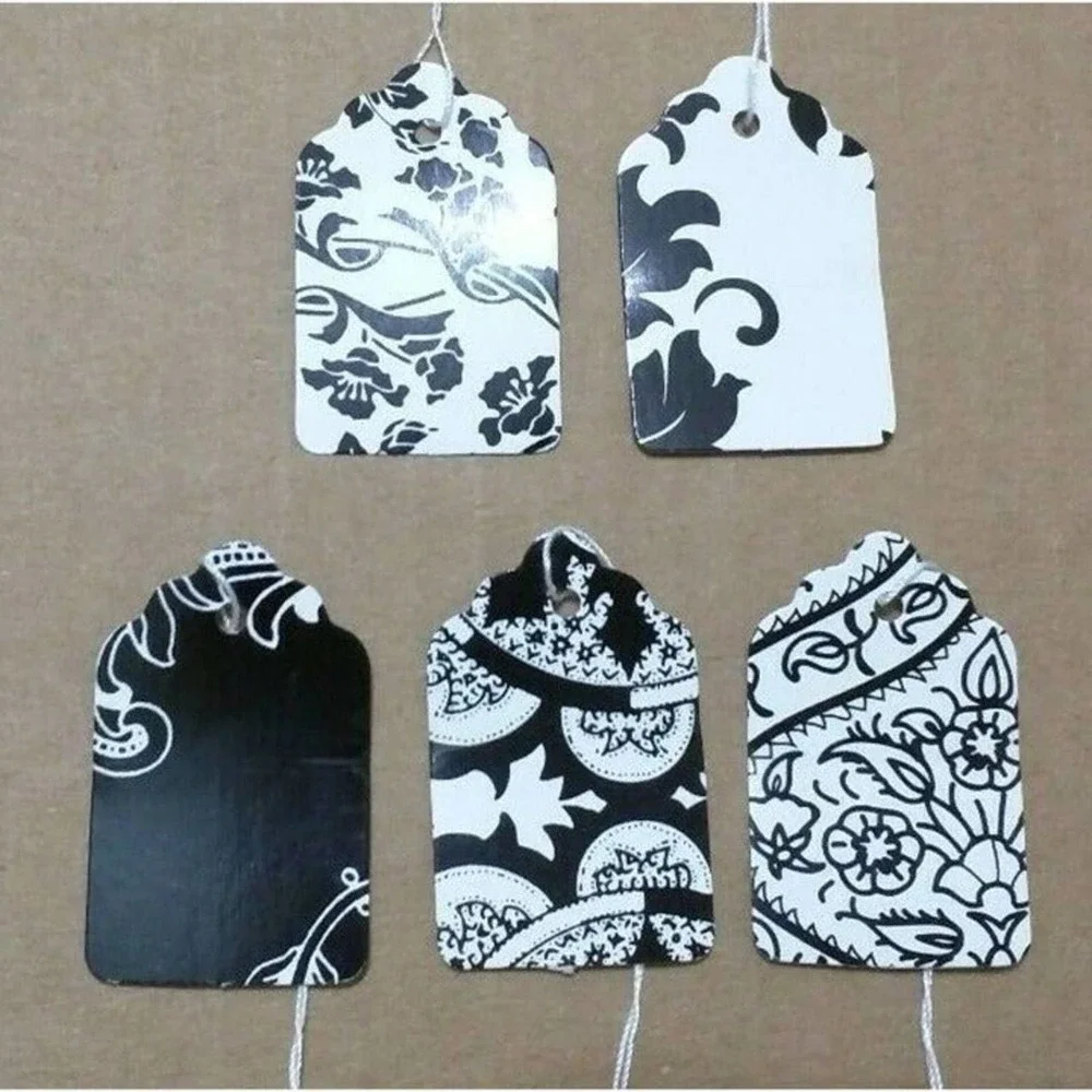 500 pc Country French Black White Price Tags Pre-Strung 5Patterns Retail #5 Lace